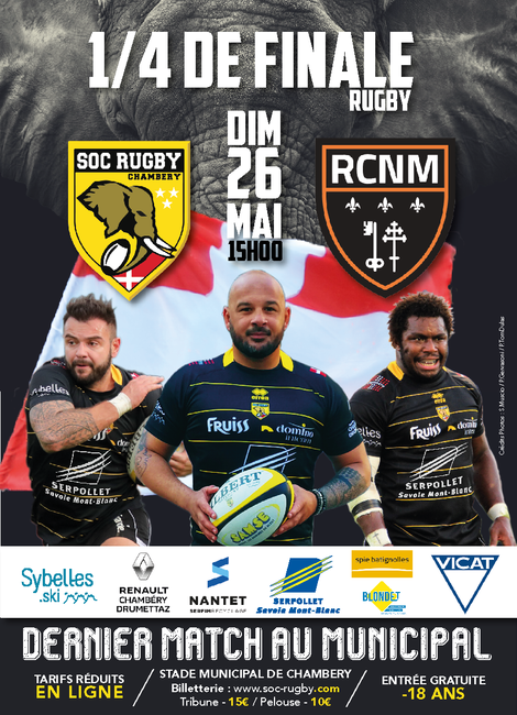 Rugby : 1/4 de Finale Fédérale 1 - SO Chambéry vs Narbonne